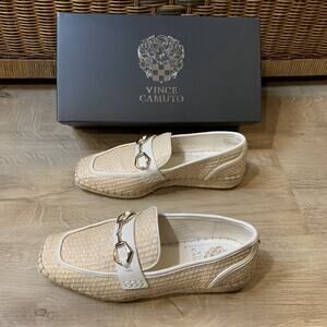 Vince Camuto VP Marynis Two-Tone Natural Woven Slip-on Loafers Womens 8 M Flat